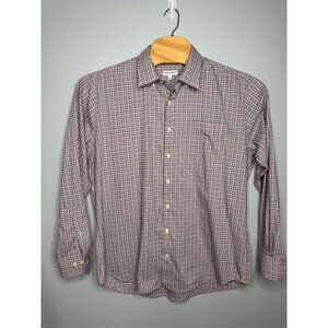 Peter Millar Men's XL Plaid Button-Down Shirt Multicolor Brown/Blue/Purple Cotto